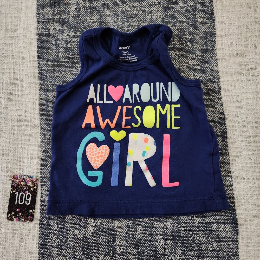 Carter's Blue Tank, "All Around Awesome Girl" (6 to 9 months)
